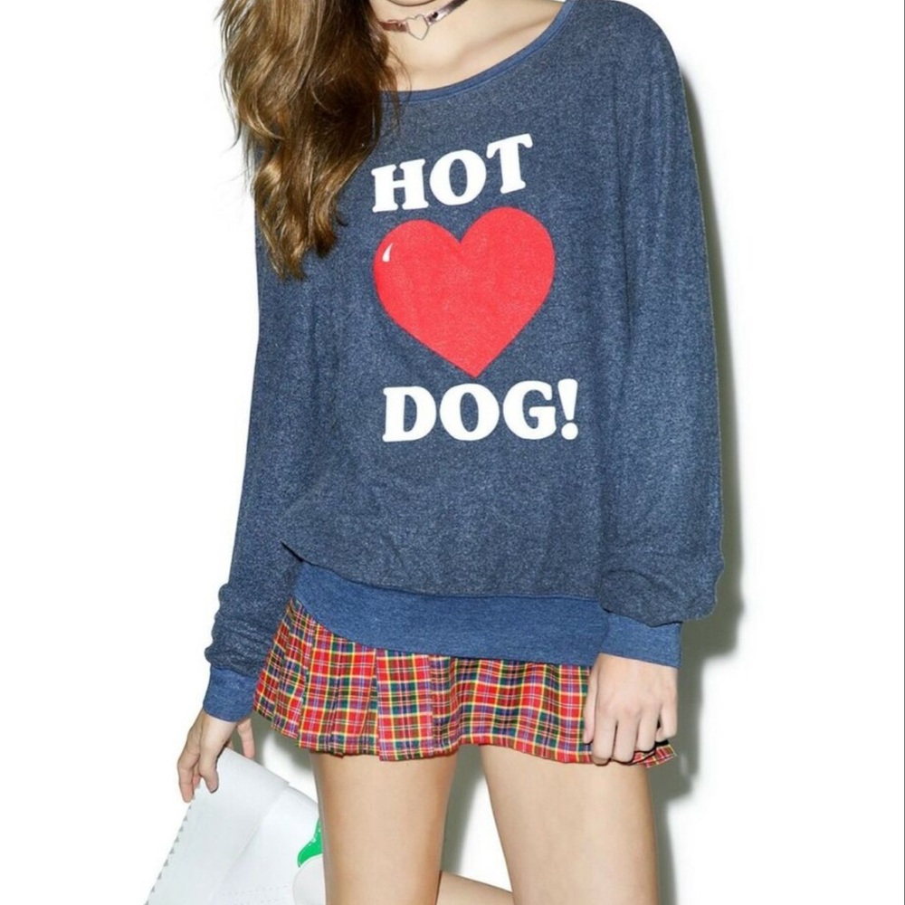 WILDFOX Hot Dog' Sweater with Red Heart